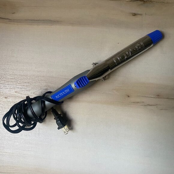 Revlon Blue Silver 1" barrel curling iron tested working easy 1 setting RVC029AF - Picture 1 of 7